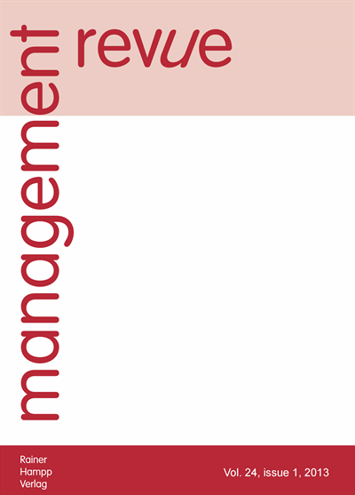 Cover der Ausgabe: mrev management revue Jahrgang 24 (2013), Heft 1
