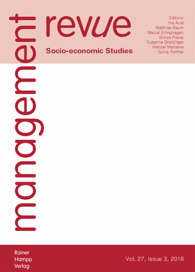 Cover der Ausgabe: mrev management revue Jahrgang 27 (2016), Heft 3