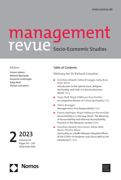 Cover der Ausgabe: mrev management revue Jahrgang 34 (2023), Heft 2