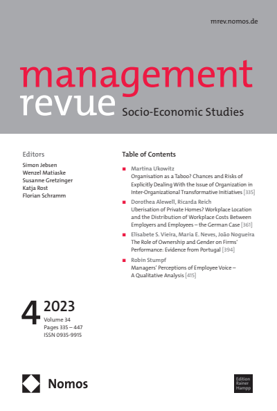 Cover der Ausgabe: mrev management revue Jahrgang 34 (2023), Heft 4