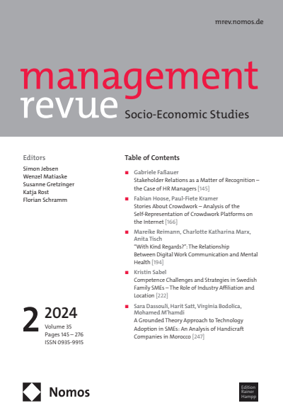 Cover der Ausgabe: mrev management revue Jahrgang 35 (2024), Heft 2