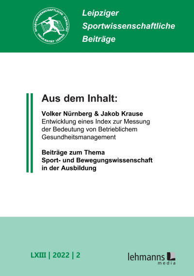 Cover der Ausgabe: Leipziger Sportwissenschaftliche Beiträge Jahrgang 63 (2022), Heft 2