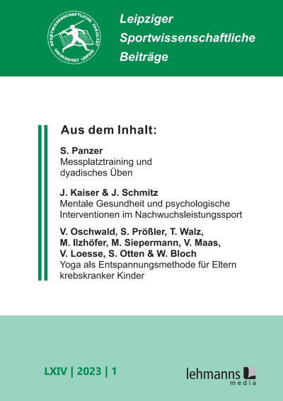 Cover der Ausgabe: Leipziger Sportwissenschaftliche Beiträge Jahrgang 64 (2023), Heft 1