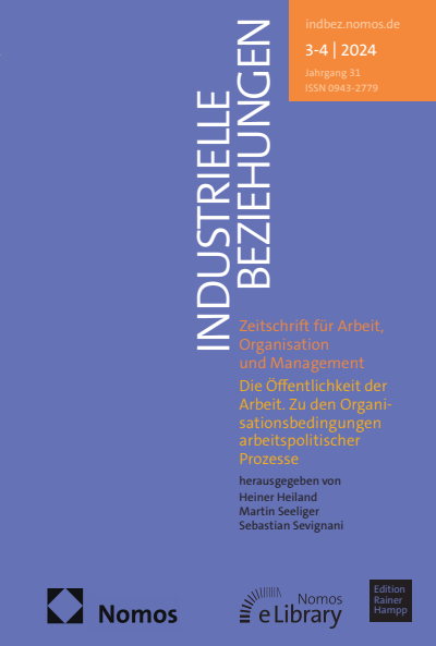 Cover der Ausgabe: Industrielle Beziehungen Jahrgang 31 (2024), Heft 3-4