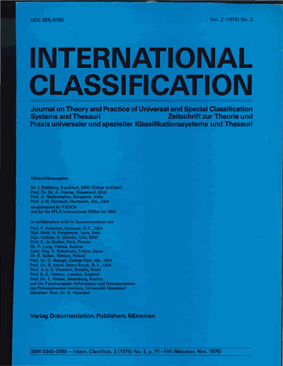 Cover der Ausgabe: KO KNOWLEDGE ORGANIZATION Jahrgang 2 (1975), Heft 2