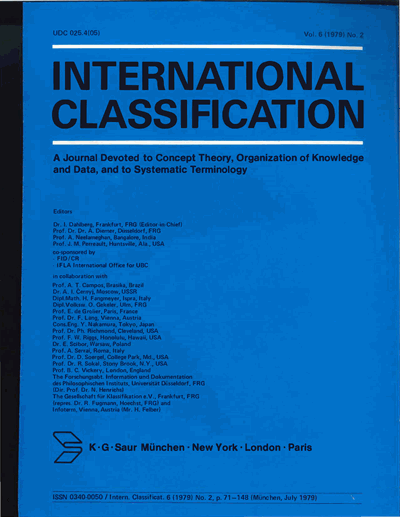 Cover der Ausgabe: KO KNOWLEDGE ORGANIZATION Jahrgang 6 (1979), Heft 2