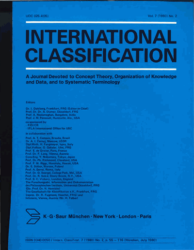 Cover der Ausgabe: KO KNOWLEDGE ORGANIZATION Jahrgang 7 (1980), Heft 2