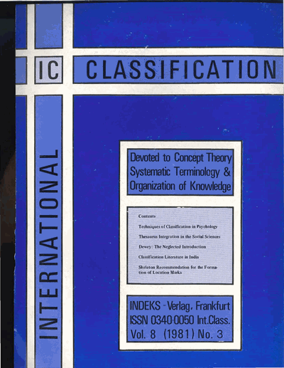 Cover der Ausgabe: KO KNOWLEDGE ORGANIZATION Jahrgang 8 (1981), Heft 3