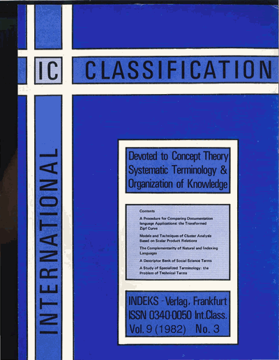 Cover der Ausgabe: KO KNOWLEDGE ORGANIZATION Jahrgang 9 (1982), Heft 3
