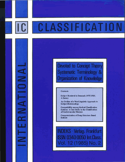 Cover der Ausgabe: KO KNOWLEDGE ORGANIZATION Jahrgang 12 (1985), Heft 2