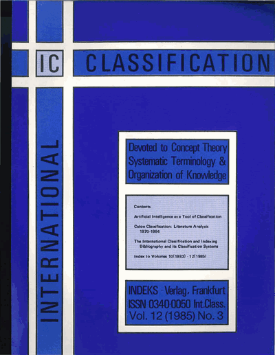 Cover der Ausgabe: KO KNOWLEDGE ORGANIZATION Jahrgang 12 (1985), Heft 3