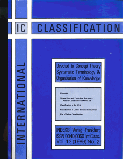Cover der Ausgabe: KO KNOWLEDGE ORGANIZATION Jahrgang 13 (1986), Heft 2