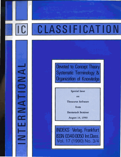 Cover der Ausgabe: KO KNOWLEDGE ORGANIZATION Jahrgang 17 (1990), Heft 3-4