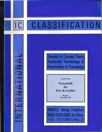 Cover der Ausgabe: KO KNOWLEDGE ORGANIZATION Jahrgang 18 (1991), Heft 2