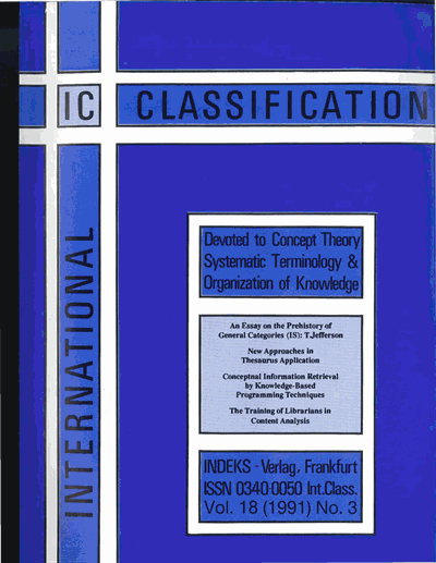 Cover der Ausgabe: KO KNOWLEDGE ORGANIZATION Jahrgang 18 (1991), Heft 3