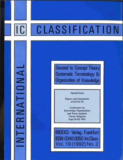 Cover der Ausgabe: KO KNOWLEDGE ORGANIZATION Jahrgang 19 (1992), Heft 2