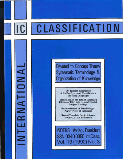 Cover der Ausgabe: KO KNOWLEDGE ORGANIZATION Jahrgang 19 (1992), Heft 3