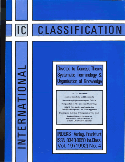 Cover der Ausgabe: KO KNOWLEDGE ORGANIZATION Jahrgang 19 (1992), Heft 4