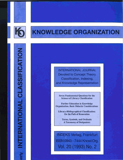 Cover der Ausgabe: KO KNOWLEDGE ORGANIZATION Jahrgang 20 (1993), Heft 2
