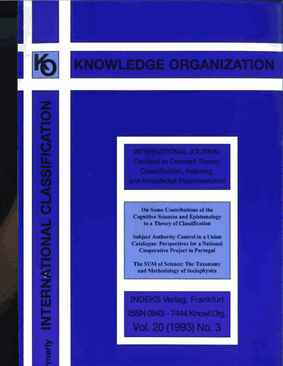 Cover der Ausgabe: KO KNOWLEDGE ORGANIZATION Jahrgang 20 (1993), Heft 3