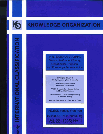 Cover der Ausgabe: KO KNOWLEDGE ORGANIZATION Jahrgang 22 (1995), Heft 1