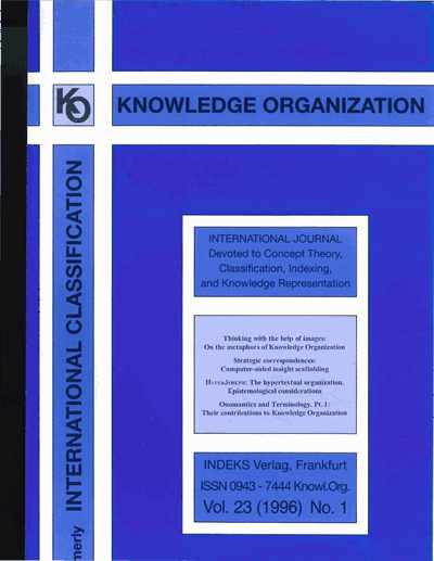 Cover der Ausgabe: KO KNOWLEDGE ORGANIZATION Jahrgang 23 (1996), Heft 1