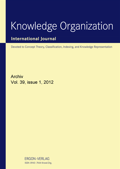 Cover der Ausgabe: KO KNOWLEDGE ORGANIZATION Jahrgang 39 (2012), Heft 1
