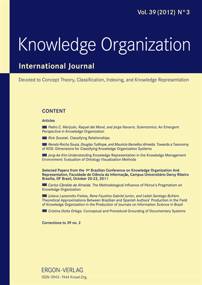 Cover der Ausgabe: KO KNOWLEDGE ORGANIZATION Jahrgang 39 (2012), Heft 3