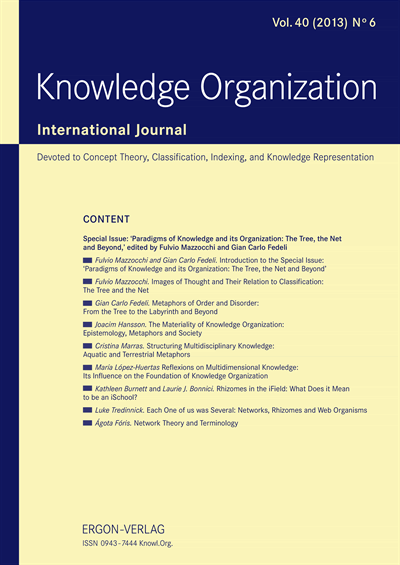 Cover der Ausgabe: KO KNOWLEDGE ORGANIZATION Jahrgang 40 (2013), Heft 6