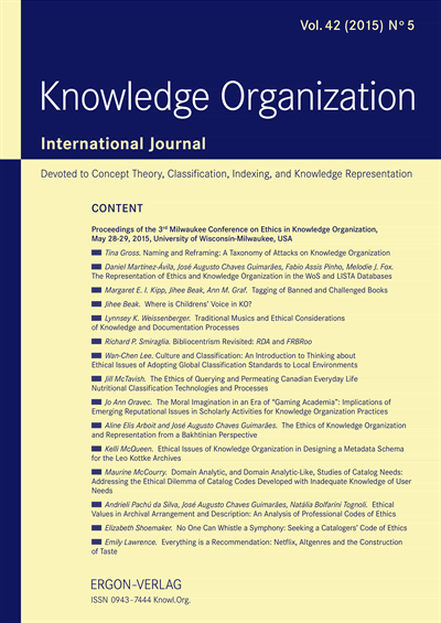 Cover der Ausgabe: KO KNOWLEDGE ORGANIZATION Jahrgang 42 (2015), Heft 5