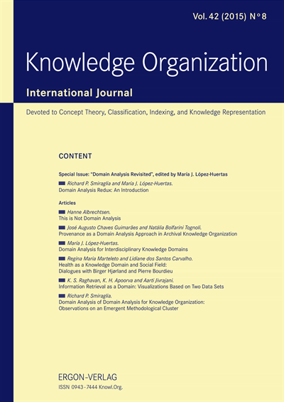 Cover der Ausgabe: KO KNOWLEDGE ORGANIZATION Jahrgang 42 (2015), Heft 8