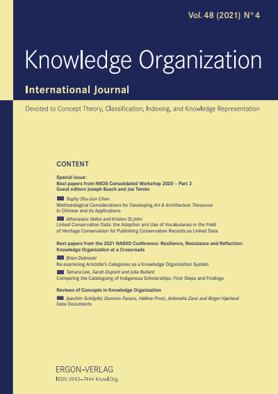 Cover der Ausgabe: KO KNOWLEDGE ORGANIZATION Jahrgang 48 (2021), Heft 4
