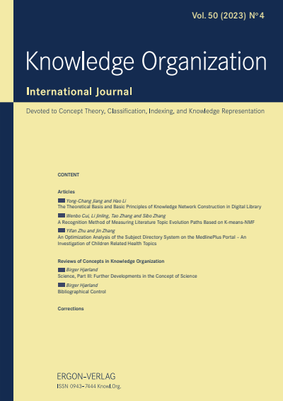 Cover der Ausgabe: KO KNOWLEDGE ORGANIZATION Jahrgang 50 (2023), Heft 4