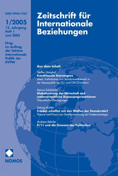 Cover der Ausgabe: ZIB Zeitschrift für Internationale Beziehungen Jahrgang 12 (2005), Heft 1