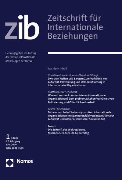 Cover of Volume: ZIB Zeitschrift für Internationale Beziehungen Volume 27 (2020), Edition 1