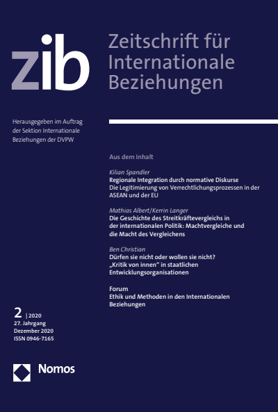 Cover of Volume: ZIB Zeitschrift für Internationale Beziehungen Volume 27 (2020), Edition 2