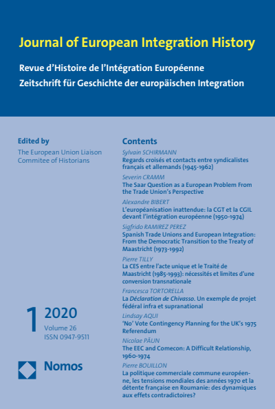 Cover der Ausgabe: JEIH Journal of European Integration History Jahrgang 26 (2020), Heft 1