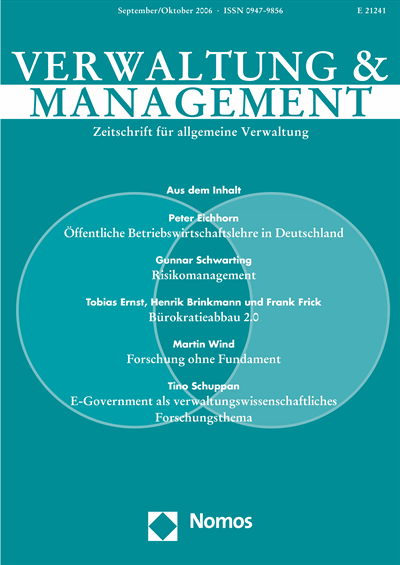 Cover der Ausgabe: VM Verwaltung & Management Jahrgang 12 (2006), Heft 5