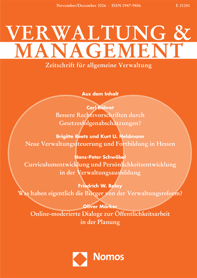 Cover der Ausgabe: VM Verwaltung & Management Jahrgang 12 (2006), Heft 6