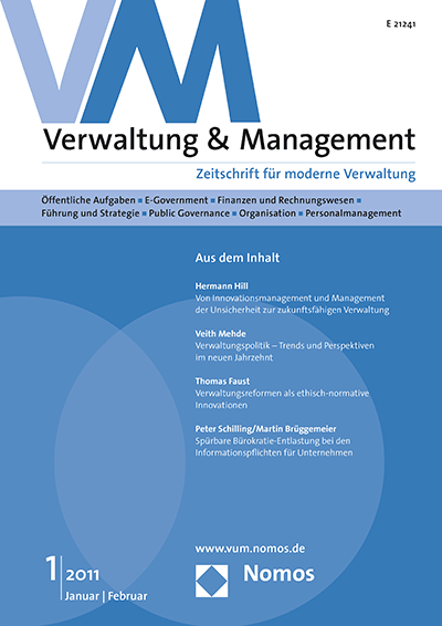 Cover of Volume: VM Verwaltung & Management Volume 17 (2011), Edition 1