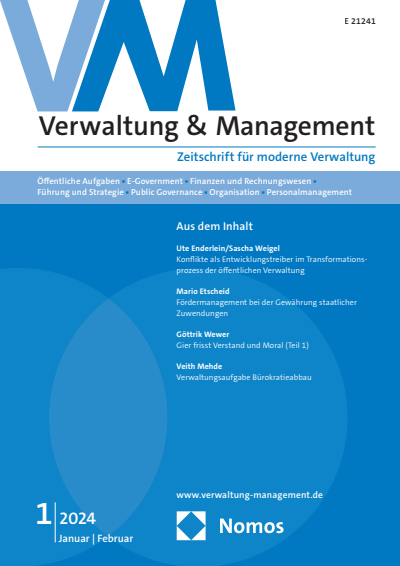 Cover der Ausgabe: VM Verwaltung & Management Jahrgang 30 (2024), Heft 1