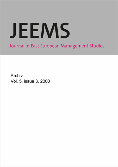 Cover der Ausgabe: JEEMS Journal of East European Management Studies Jahrgang 5 (2000), Heft 3