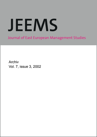 Cover der Ausgabe: JEEMS Journal of East European Management Studies Jahrgang 7 (2002), Heft 3