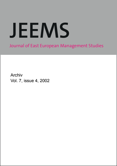 Cover der Ausgabe: JEEMS Journal of East European Management Studies Jahrgang 7 (2002), Heft 4