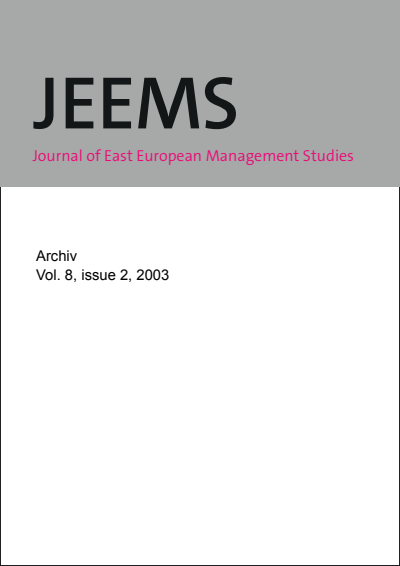 Cover der Ausgabe: JEEMS Journal of East European Management Studies Jahrgang 8 (2003), Heft 2