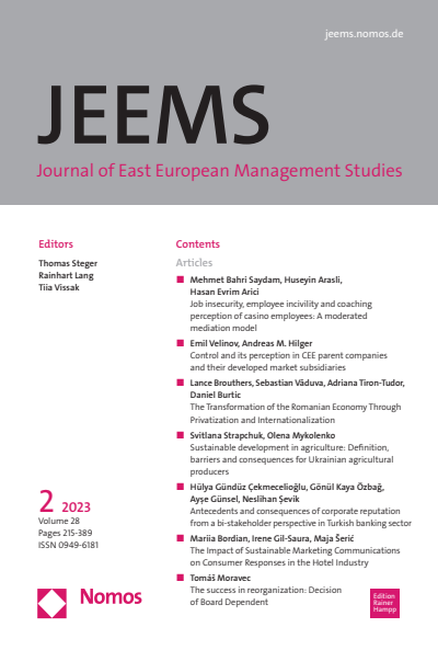 Cover of Volume: JEEMS Journal of East European Management Studies Volume 28 (2023), Edition 2