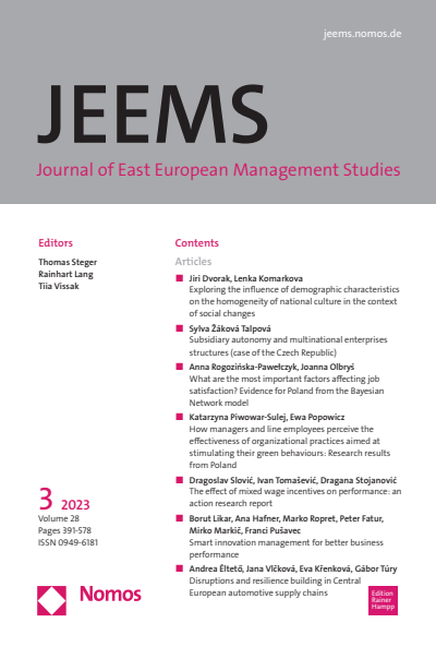 Cover of Volume: JEEMS Journal of East European Management Studies Volume 28 (2023), Edition 3