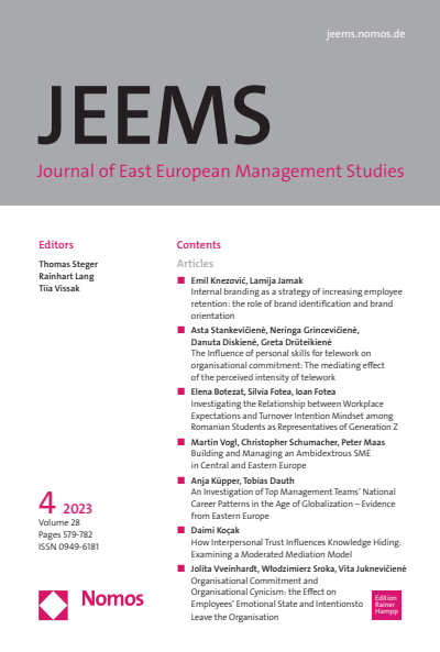 Cover of Volume: JEEMS Journal of East European Management Studies Volume 28 (2023), Edition 4