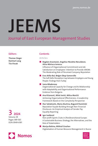 Cover of Volume: JEEMS Journal of East European Management Studies Volume 29 (2024), Edition 3