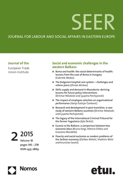Cover of Volume: SEER Journal for Labour and Social Affairs in Eastern Europe Volume 18 (2015), Edition 2